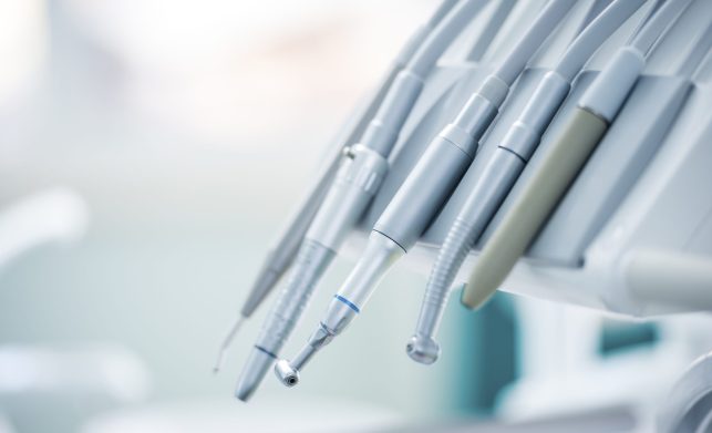 Different dental instruments and tools in a dentists office